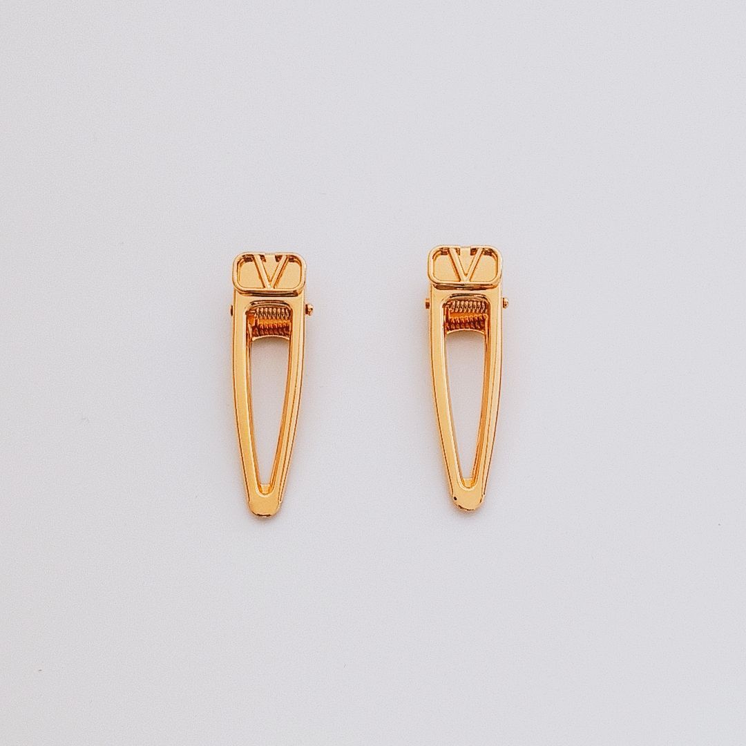 新品未使用・訳有】VALENTINO Vロゴ メタル ヘアクリップ 2個セット 髪