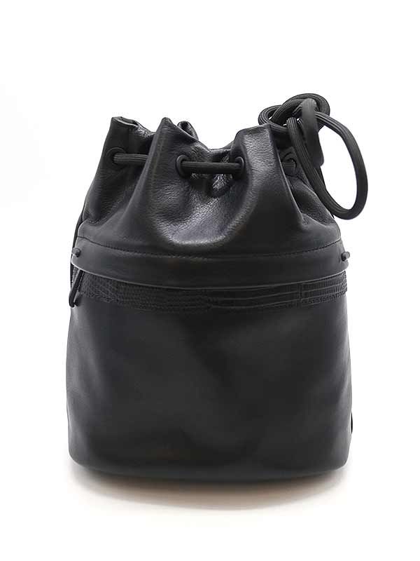 martinique gent's×FARO マルティニーク ジェンツ ファーロ Lizard Drawstring Bag  ドローストリングレザーバッグ ブラック