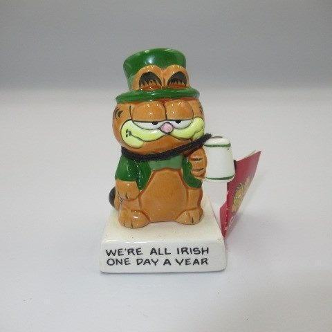 80'sGARFIELDガーフィールド陶器の置物人形フィギュアぬいぐるみビンテージアイリッシュメッセージドール