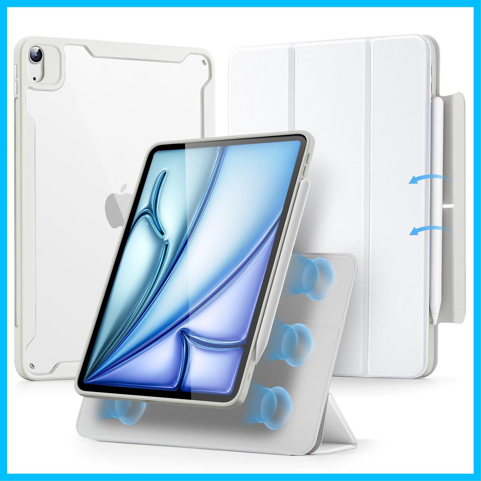 Air iPad 11インチ ケース M2 (2024、第6世代)、iPad Air 第5/4世代 ケース(2022/2020)専用 Pencilホルダー付き ESR 取り外し可能マグネットカバー 縦置き/横置きスタンド Pencil Pro/USB-C完全対
