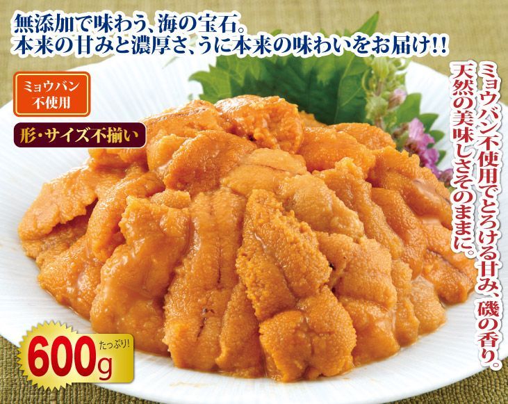 ミョウバン不使用冷凍うに600gセット 生食用