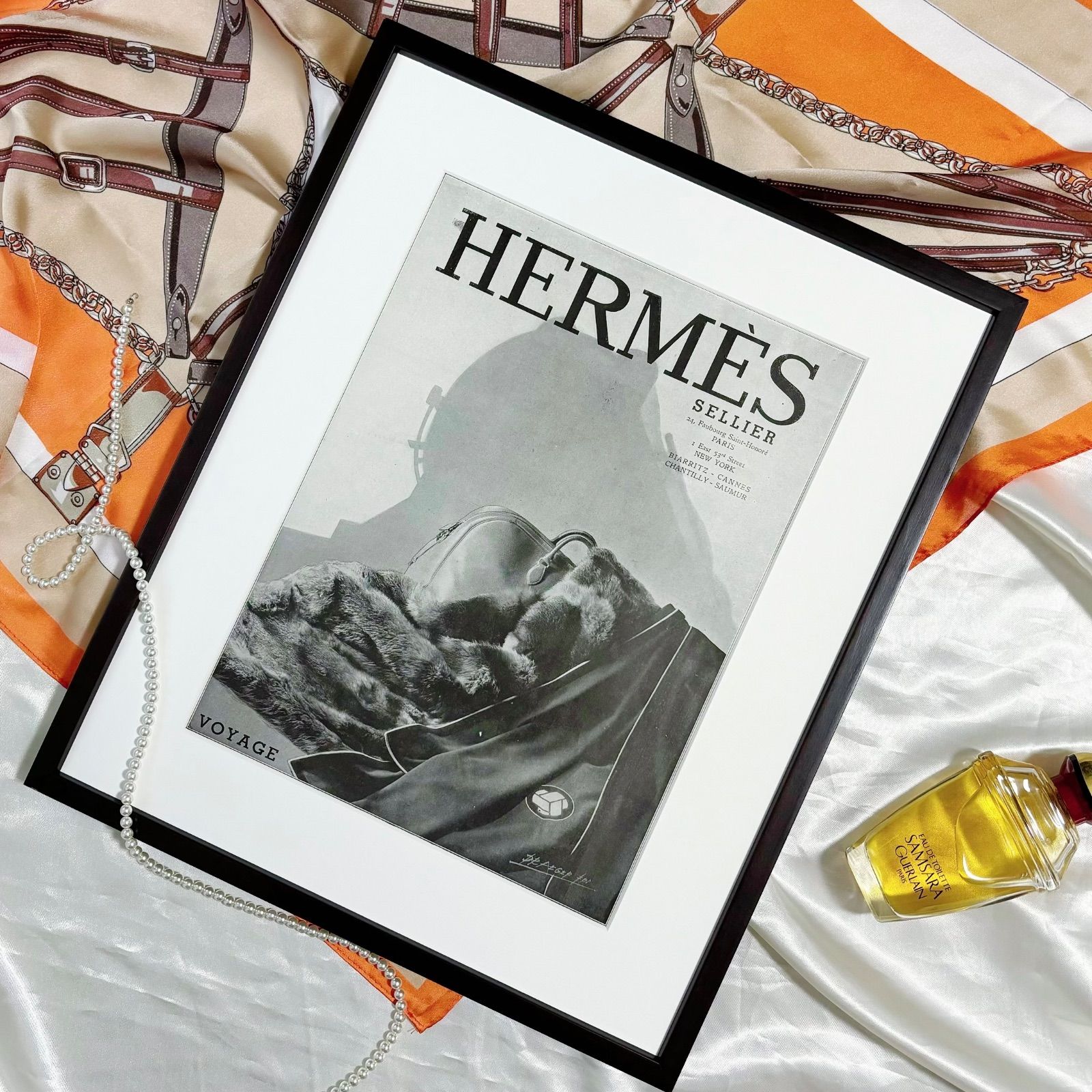 1939年　HERMES ポスター ヴィンテージ アートポスター フレーム付き 1939年 HERMES ポスター ヴィンテージ アートポスター フレーム付き
