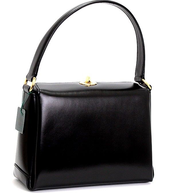 未使用 グッチ GUCCI ヴィンテージ ターンロック ハンドバッグ レザー