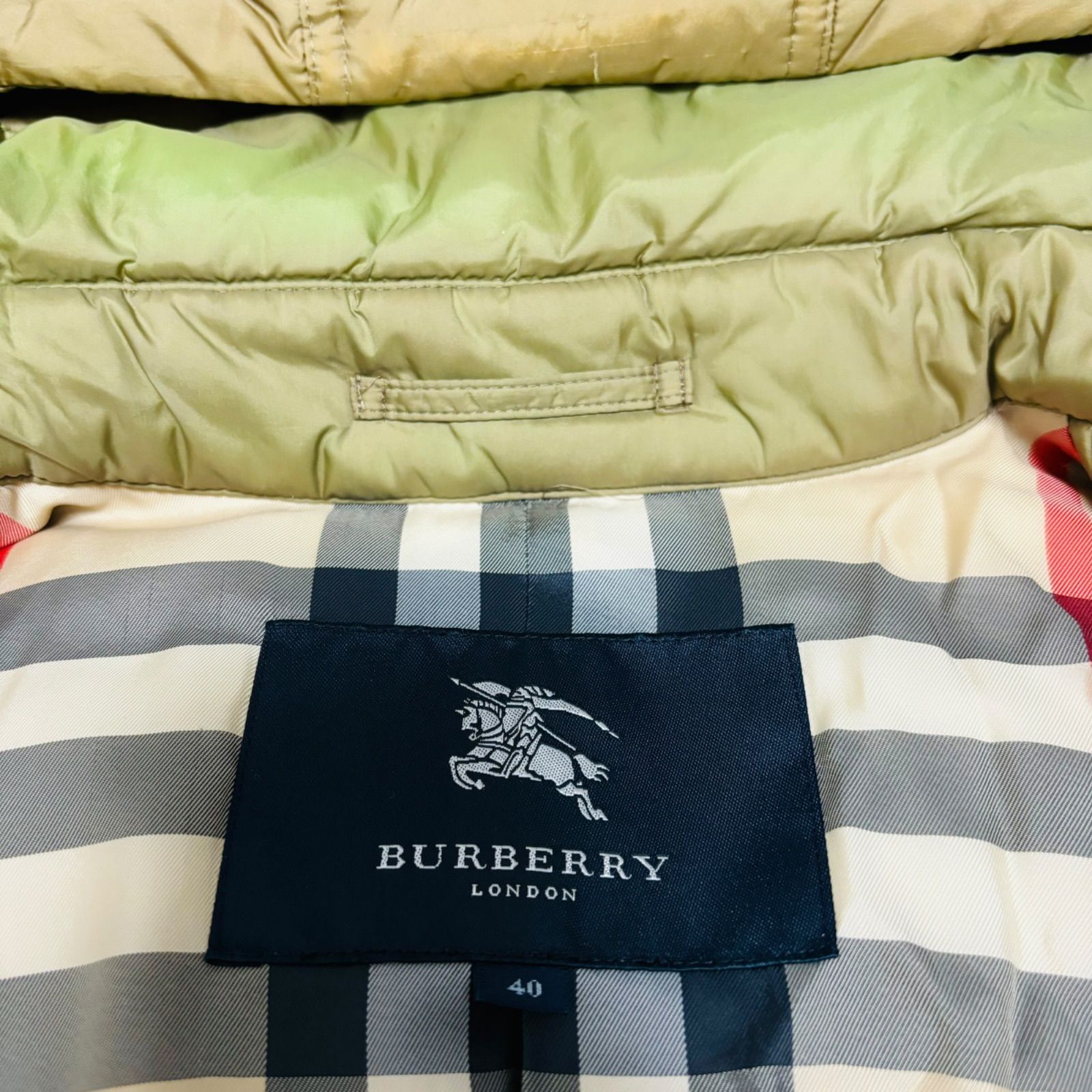 バーバリーロンドン BURBERRY LONDON ダウン トレンチ コート ジャケット メタルボタン ブルゾン ダブル ブラウン ハンガリーグース使用