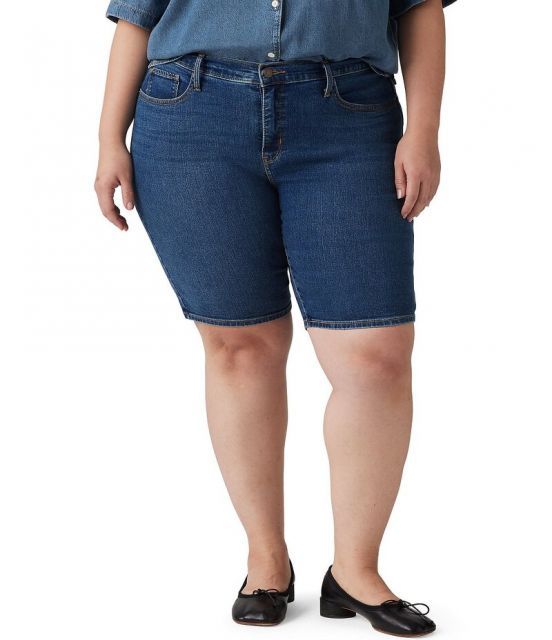 【送料無料】 リーバイス レディース ハーフパンツ・ショーツ ボトムス Plus Size Mid Rise Shaping Bermuda Denim Shorts Clever Girl Short
