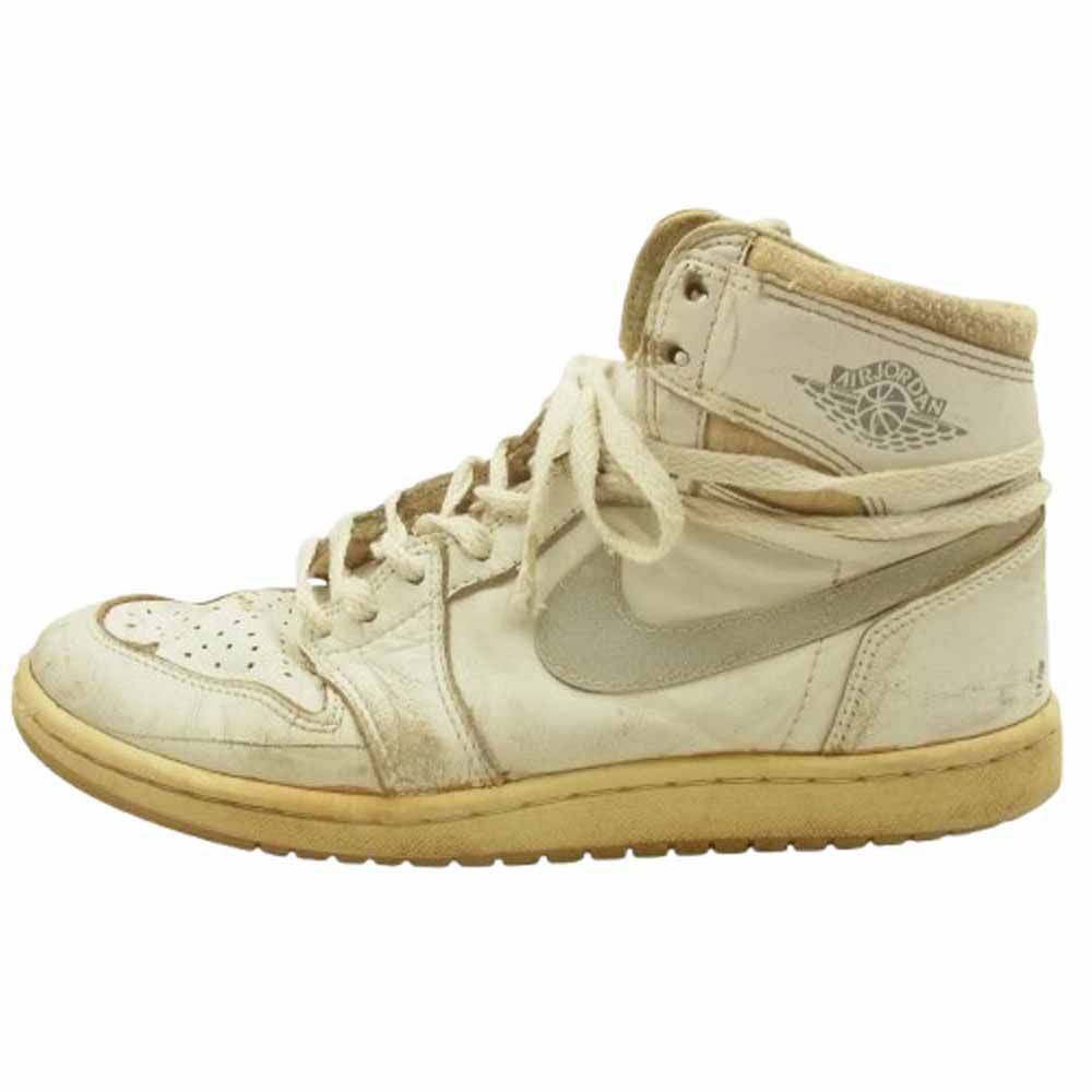 NIKE ナイキ 観賞用 85年製 オリジナル AIR JORDAN1 エアジョーダン 1 ハイカット スニーカー WHITE × GREY ホワイト系 25.5cm程度