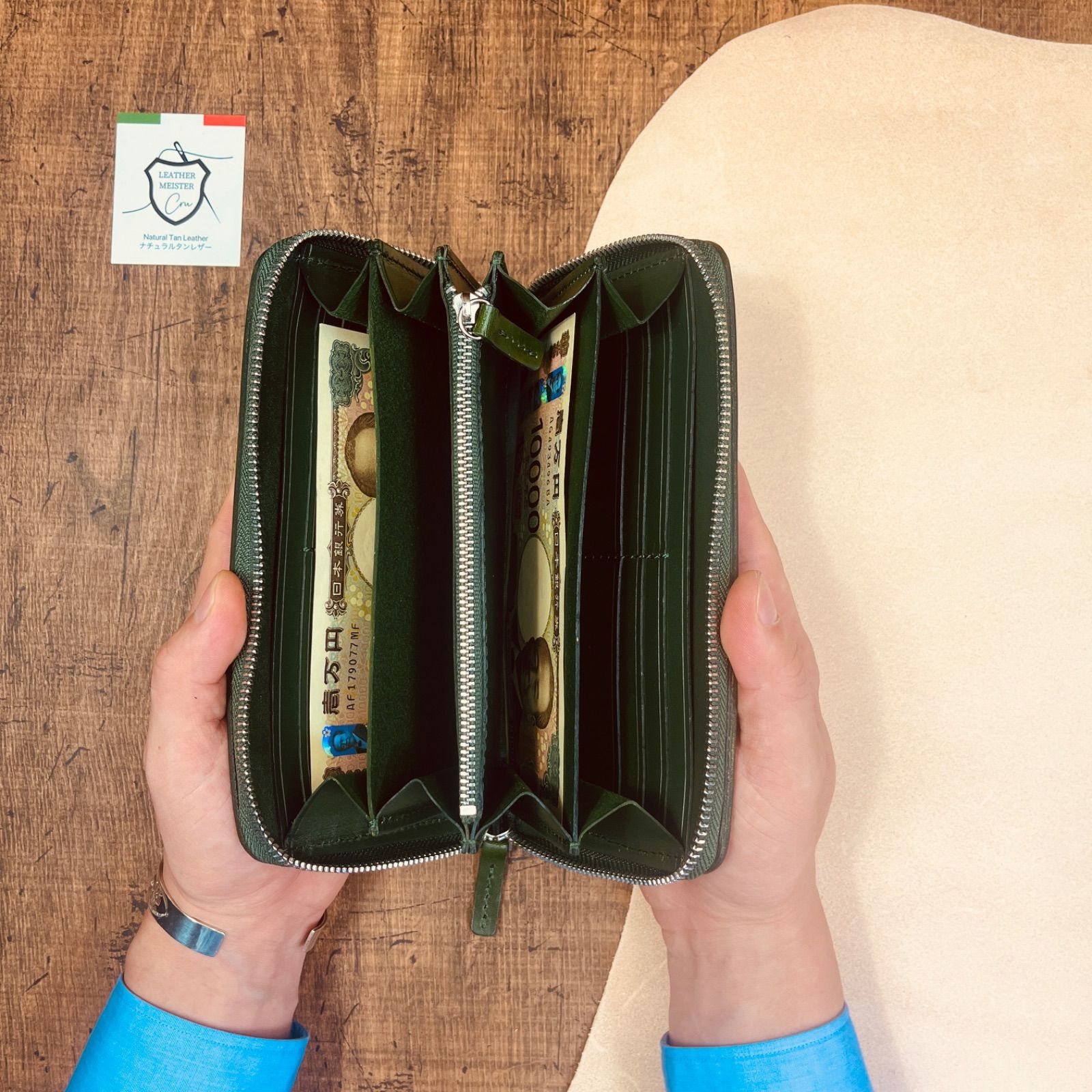 サドルレザー ラウンドファスナー メンズ財布 長財布 本革 ハンドメイド YKK 送料無料 牛革 新品 革財布 手縫い 栃木レザー