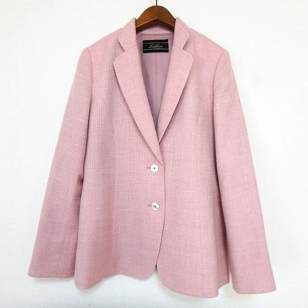 anc レリアン Leilian ジャケット 7 ピンク ロロピアーナ生地 麻混