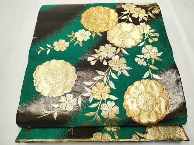 平和屋着物○六通柄 本袋帯 唐織 枝垂れ桜 金糸 正絹 逸品 DAAU5900ps