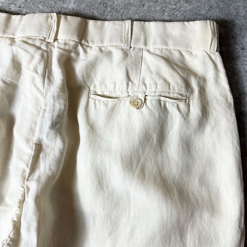90s POLO RALPH LAUREN 2タック リネン シルク スラックス パンツ 34