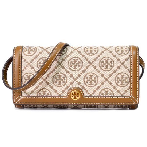 トリーバーチ バッグ TORY BURCH ジャガード レザー モノグラム ロゴ ウォレット 2way クラッチ クロスボディ 斜めがけ  ショルダーバッグ ヘーゼルナッツ 135846 - メルカリ