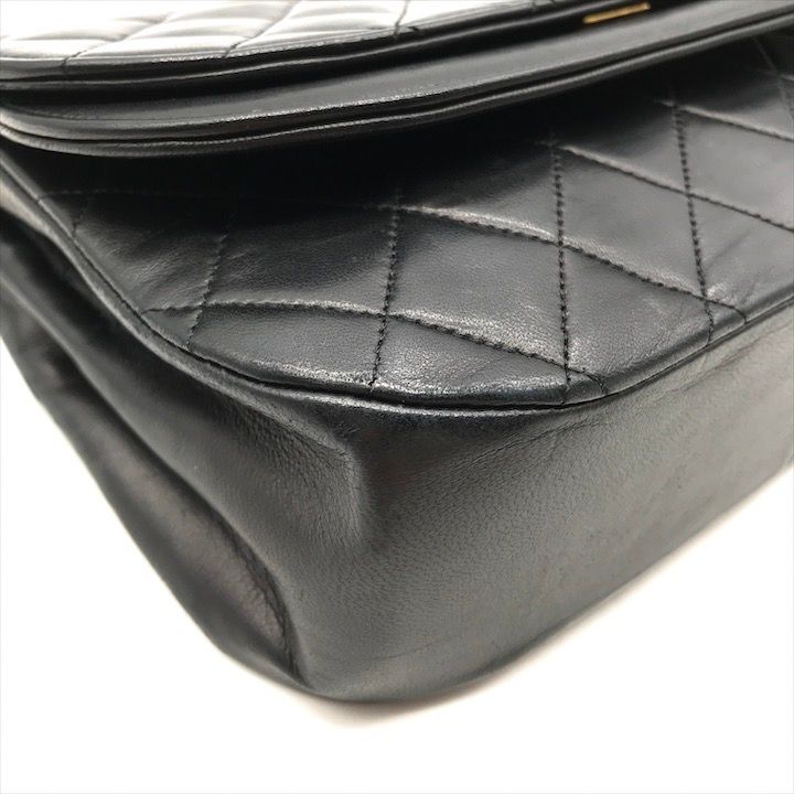 極 美品 シャネル ココマーク ラムスキン ターンロック ショルダーバッグ 黒 美品］シャネル ココマーク ターンロック ラムスキン ショルダー