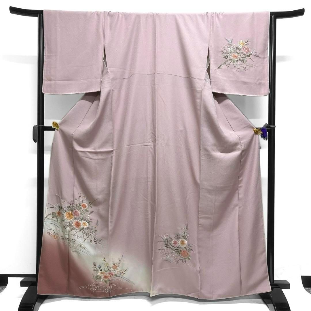 付け下げ　刺繍　菊　橘　七宝　蛇籠　亀甲　着物　094a d 付け下げ 刺繍 菊 橘 七宝 蛇籠 亀甲 着物 094a d - メルカリ