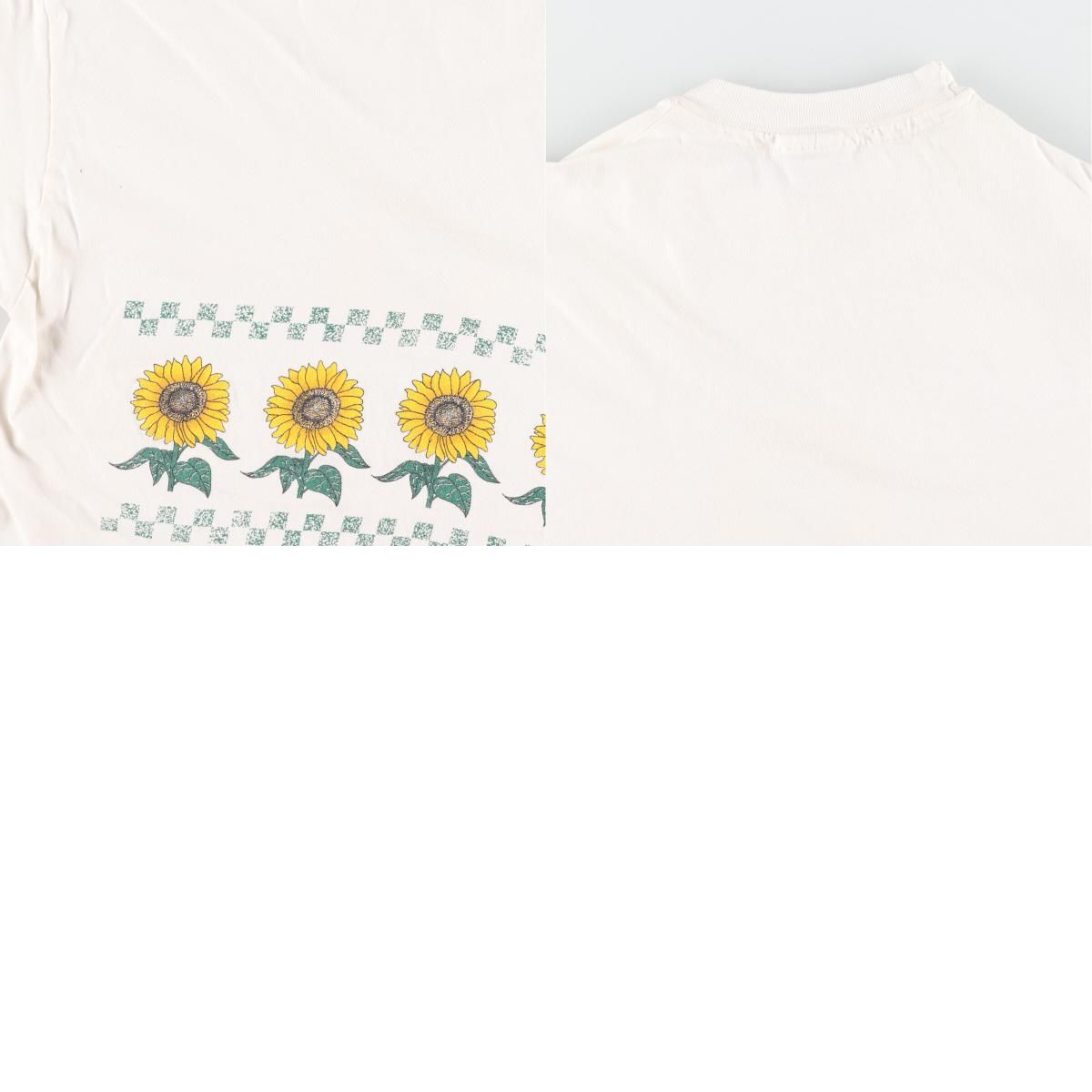 古着 90年代 ヘインズ Hanes BEEFY-T 青タグ ひまわり柄 プリントT 