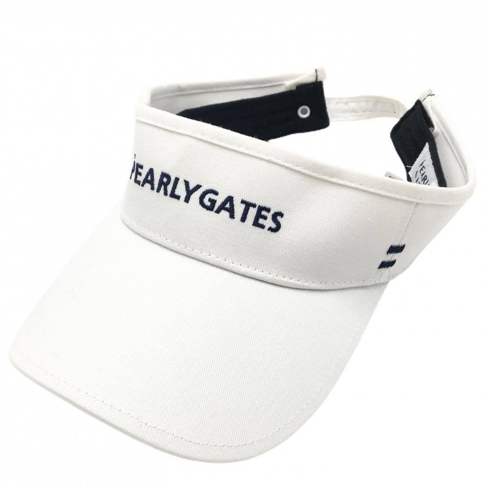 正規品，最新作 パーリーゲイツ サンバイザー 白×ネイビー ロゴ刺しゅう FR  ゴルフウェア PEARLY GATES バイザー