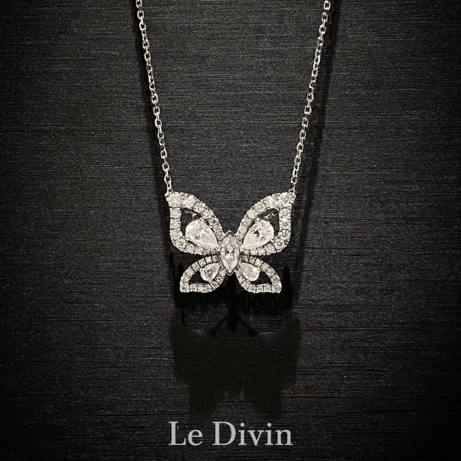 Le Divin バタフライネックレス モアサナイト Silver925 プラチナ 