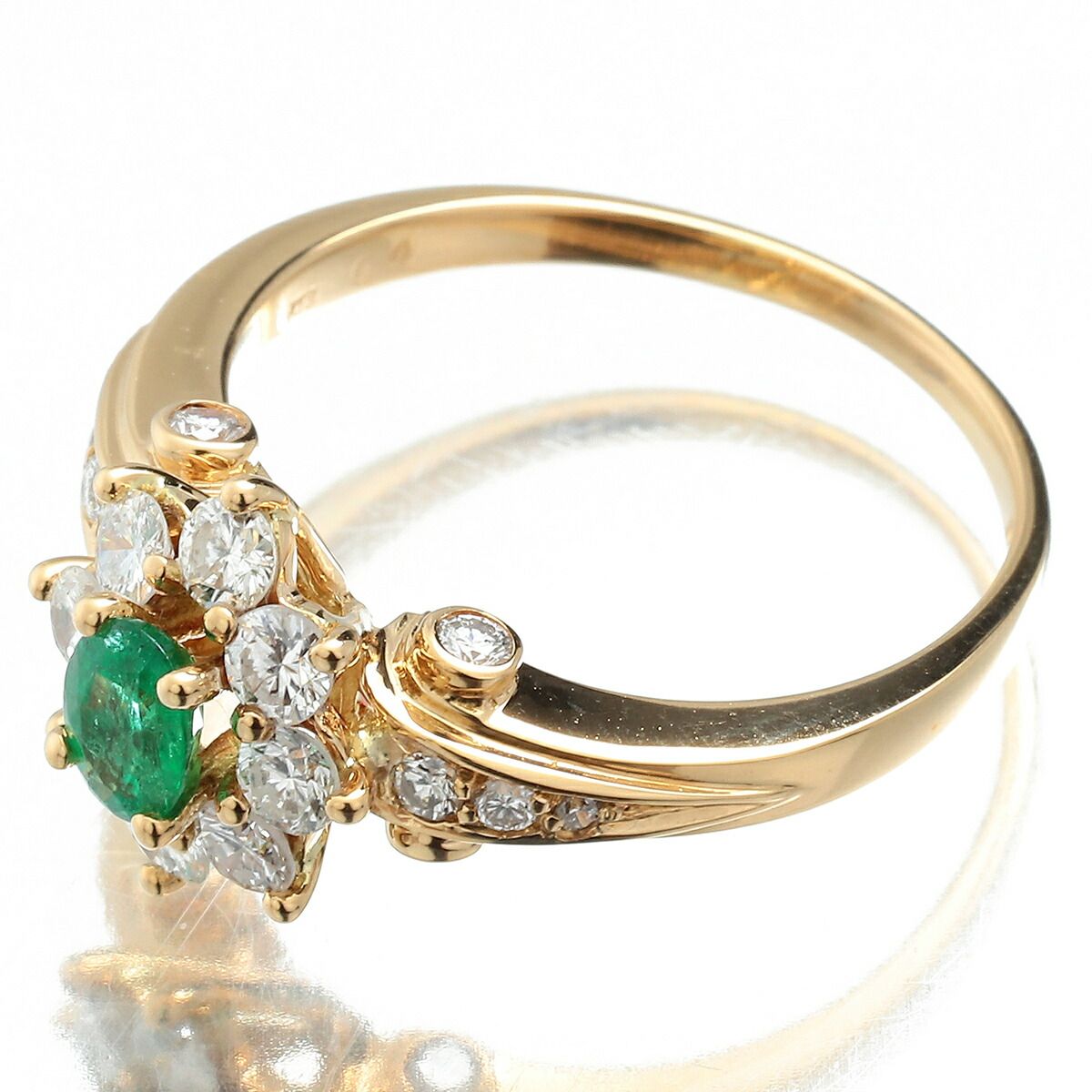 コルロフ ヘイローデザインリング 指輪 エメラルド 0.4ct ダイヤモンド  