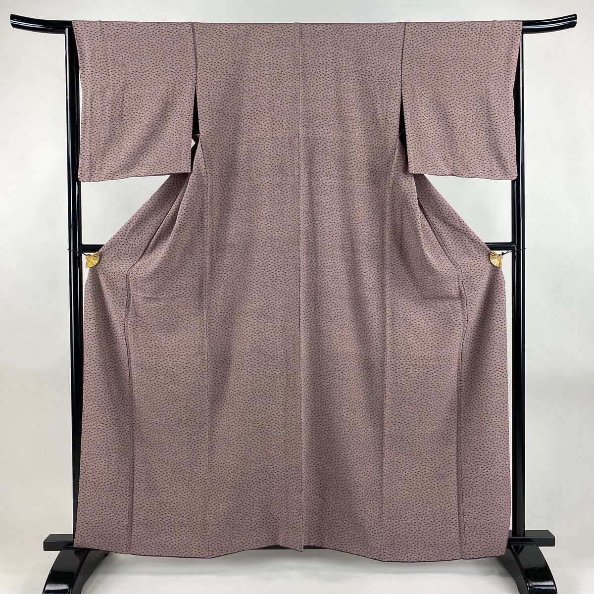 江戸小紋 身丈159.5cm 裄丈64.5cm M 袷 胴抜き 落款 猫 灰紫 正絹 名品