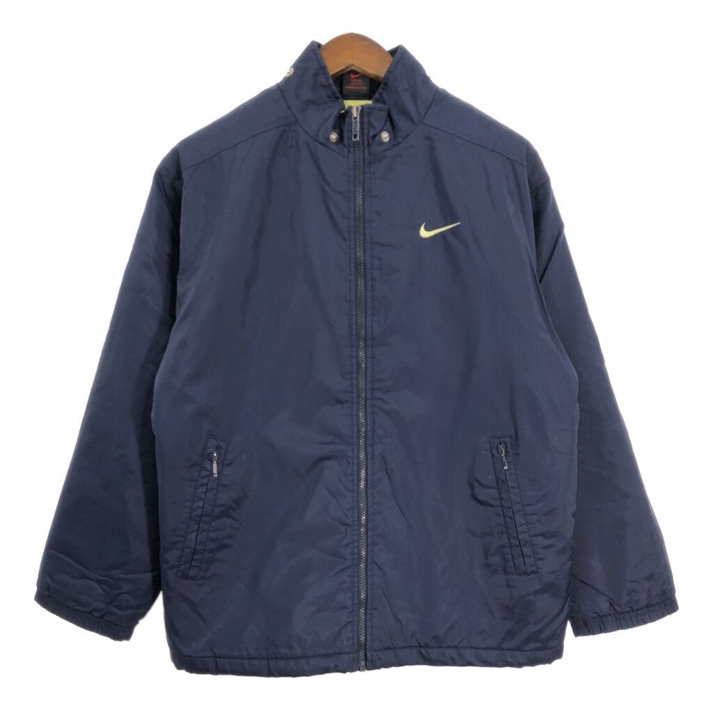 90年代 NIKE ナイキ 中綿 ナイロンジャケット スポーツ ネイビー (メンズ XL) 中古 古着 T1731