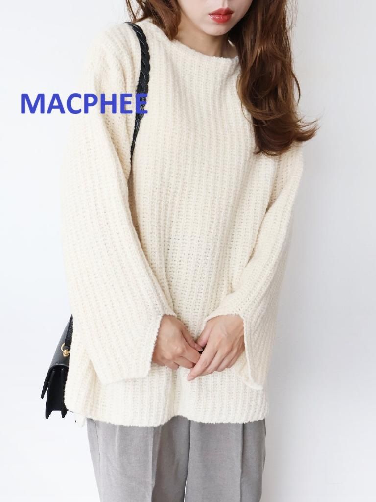 MACPHEE マカフィー トゥモローランド取扱い フリッジーウールボートネックプルオーバー ニット Mサイズ アイボリー 製 定価25 300円 み 6458959
