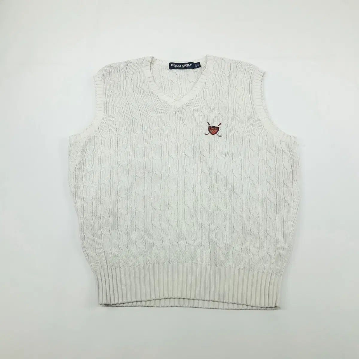 【雷市場（ポンジャン）商品韓国直送】 （ Cr037 ） M ポロ ゴルフ ケーブル編み 白 ケーブル ベスト ニット セーター セーター