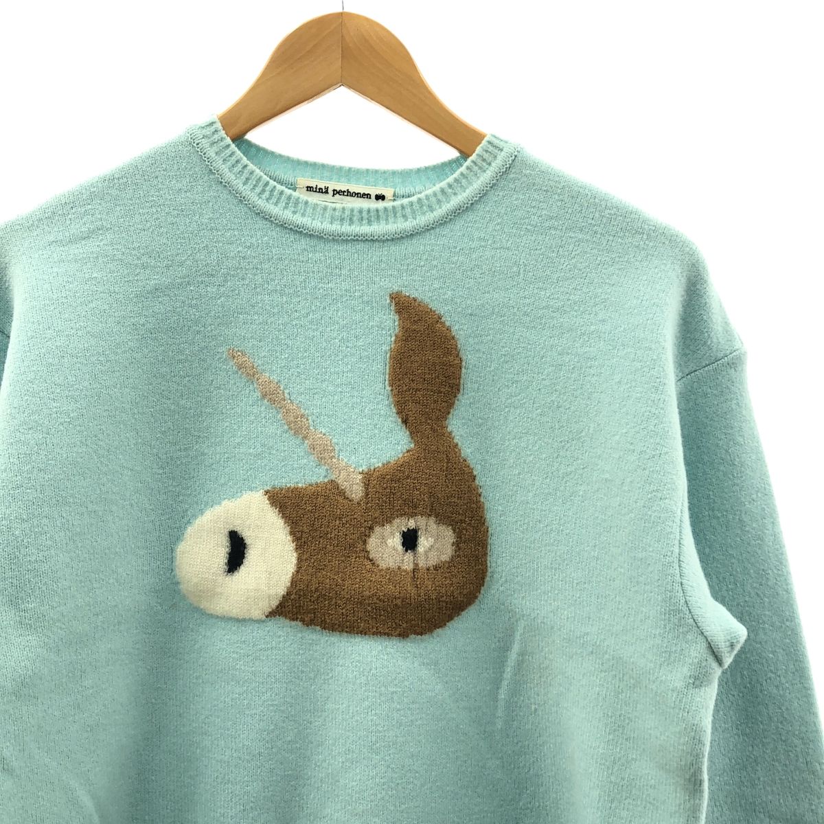 mina perhonen | ミナペルホネン | unichorus ウール 縮絨加工 クルーネック ニット | 38 | ライトブルー | レディース