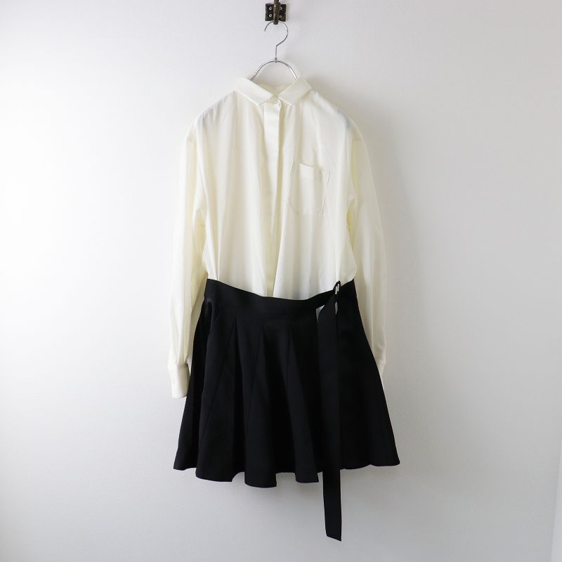 2022 サカイ sacai 22-06036 シャツxプリーツスカートドッキングベル  