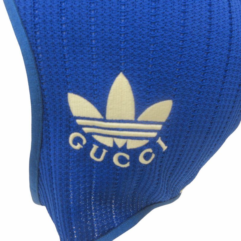 グッチ GUCCI × アディダス ADIDAS 美品 希少 22-23AW KNIT HOOD フード ニット帽 バラクラバ コラボ  トレフォイルロゴ刺繍 ブルー 青 M 715073 4GAED - メルカリ