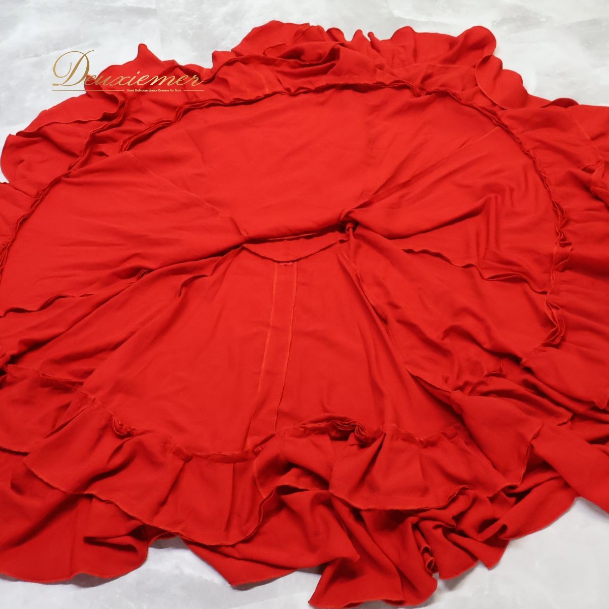 美品 フラメンコ衣装】レッド ワンピース ドレス 赤 無地