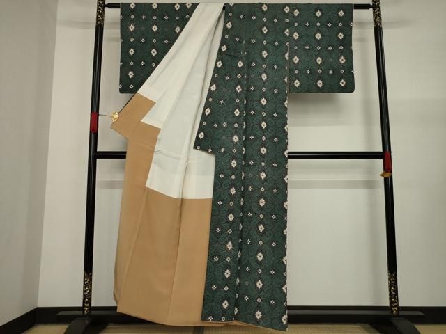 平和屋着物▽上質な小紋 飾花文 正絹 逸品 AAAY1957ck