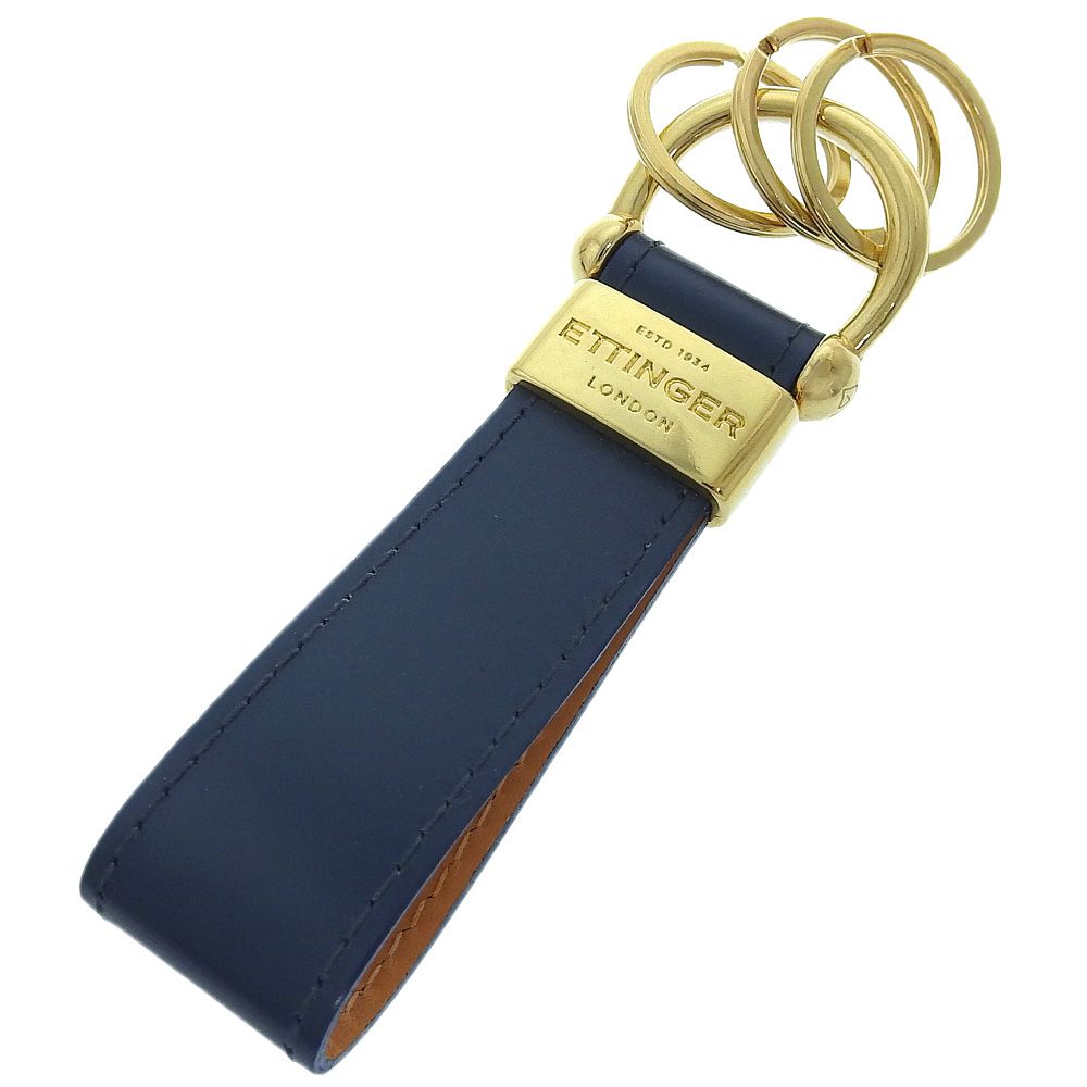 エッティンガー Ettinger 2025年 BH152ATL 152型 STIRRUP KEY RING ブライドルレザー キーリング キーホルダ ブルー メンズ 定価22000円