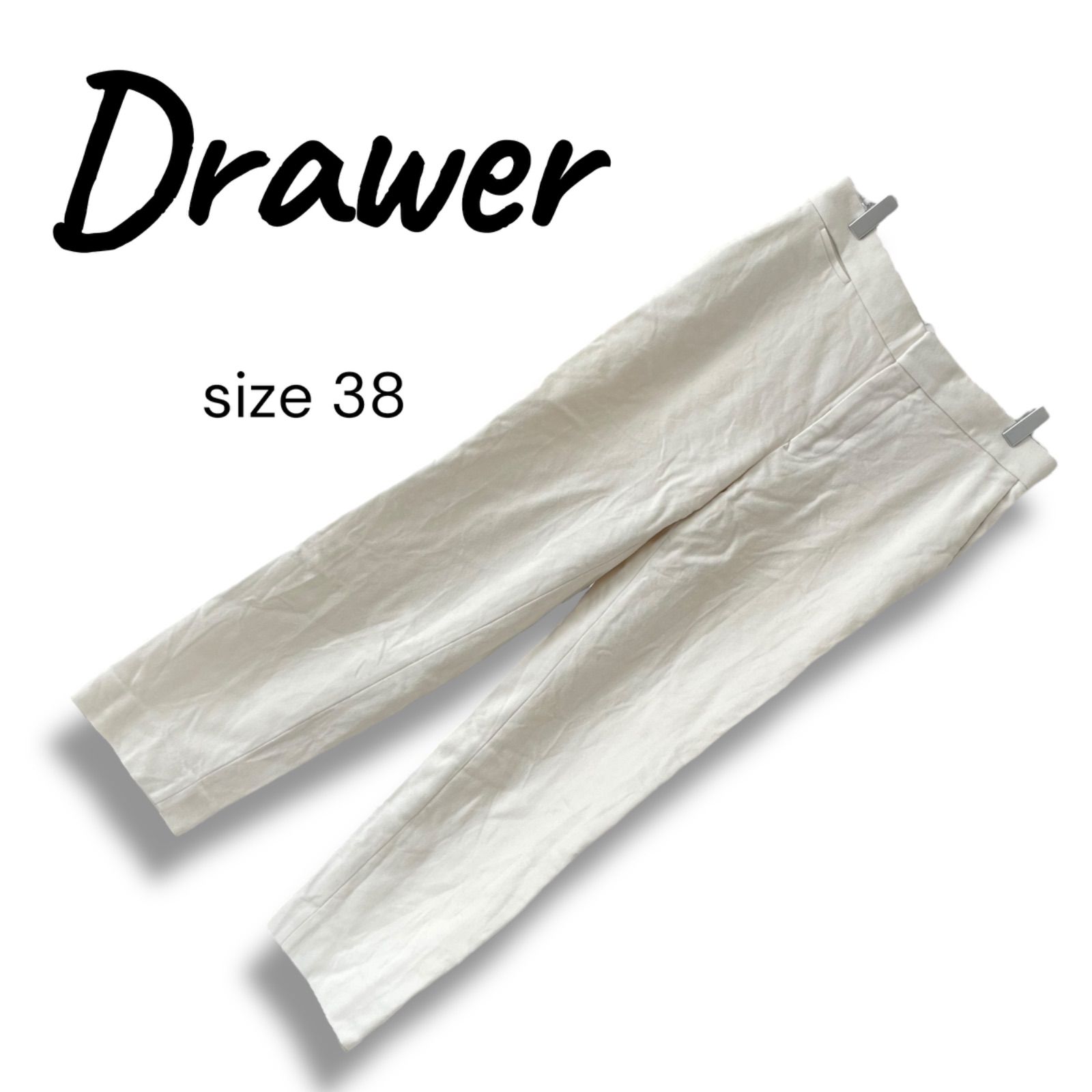 Drawer ドゥロワー レディースワイドパンツ オフホワイト 白系 サイズ 38 シルク100％ カシミヤ ウール 品番 6514-236-1152 476OC