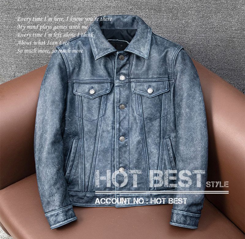 上質 メンズ レザー ジャケット カウハイド 牛革 ヴィンテージ加工  