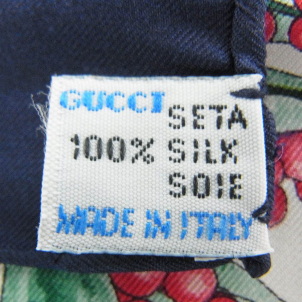 グッチ スカーフ シルク ネイビー ブルー 花柄 GUCCI グッチ オールド フラワー フローラ シルク スカーフ