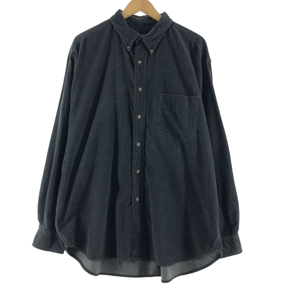 古着 エディーバウアー Eddie Bauer 長袖 ヘリンボーン ボタンダウン コーデュロイシャツ メンズXL/eaa368934