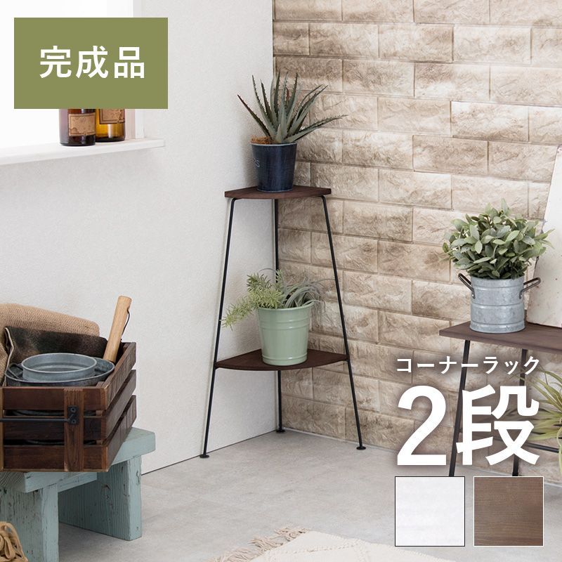 2段コーナーラック 完成品 オープンラック グリーンコーナー トイレラック 新生活 模様替え 幅25.5 奥行25.5 高さ55