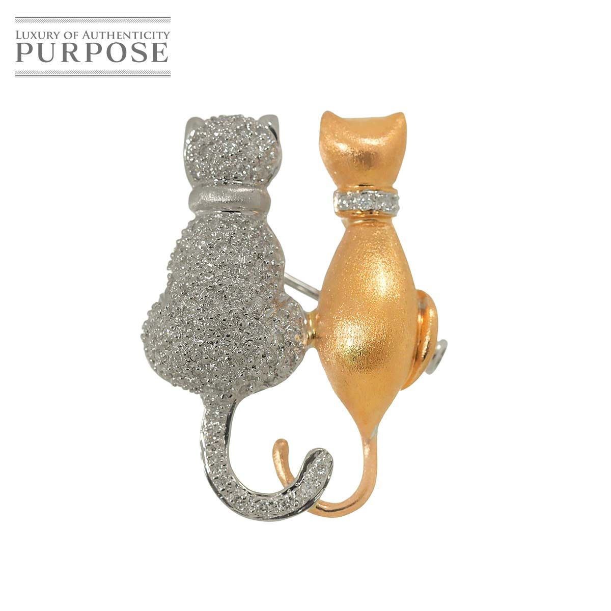 ダイヤ 0.65ct K18 PG WG ブローチ ペンダント トップ ピンク ホワイトゴールド 750 Diamond Brooch 90294963