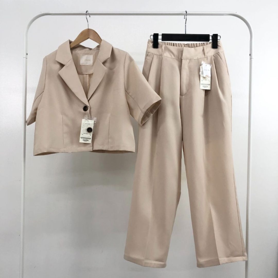 残り2点】春夏セットアップ レディース 上下セット ジャケット タック