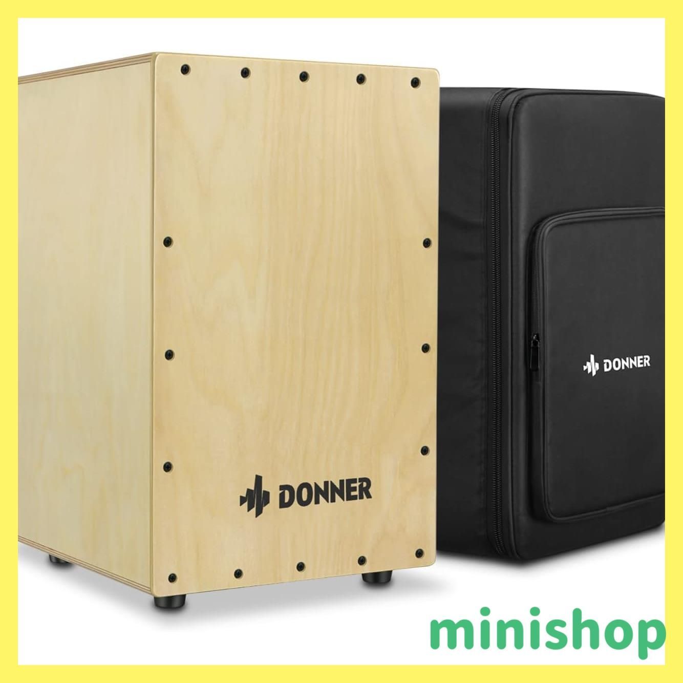 【人気商品】Donner カホン Cajon 打楽器 木製 フルサイズ ボックスドラム 内部ギター弦 カホンバッグ ゴム足付き ストリング 上品なバーチ 30*30*48cm DCD-1