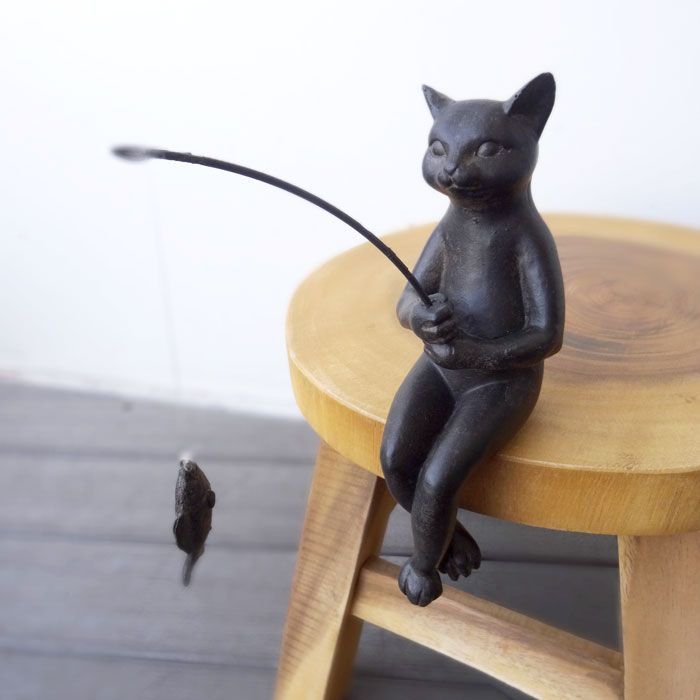 猫 猫雑貨 ねこ ネコ 置物 ネコグッズ ねこグッズ かわいい 魚釣り フィッシング 釣り アジアン雑貨 贈り物 母の日