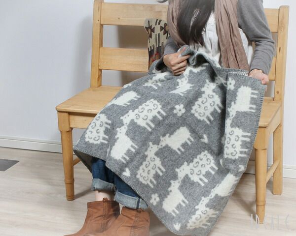 クリッパン KLIPPAN 242401 ロッタのヒツジ ウールミニブランケット 65×90cm グレー グレイ ひざ掛け
