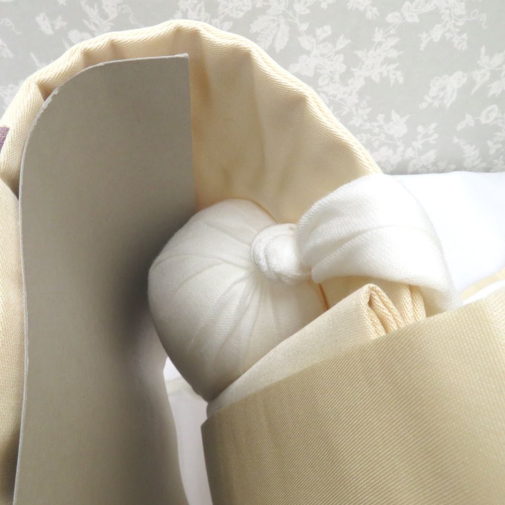 名古屋帯 作り帯 付帯 正絹 シェルピンク×パープル系 切嵌め 裂取り