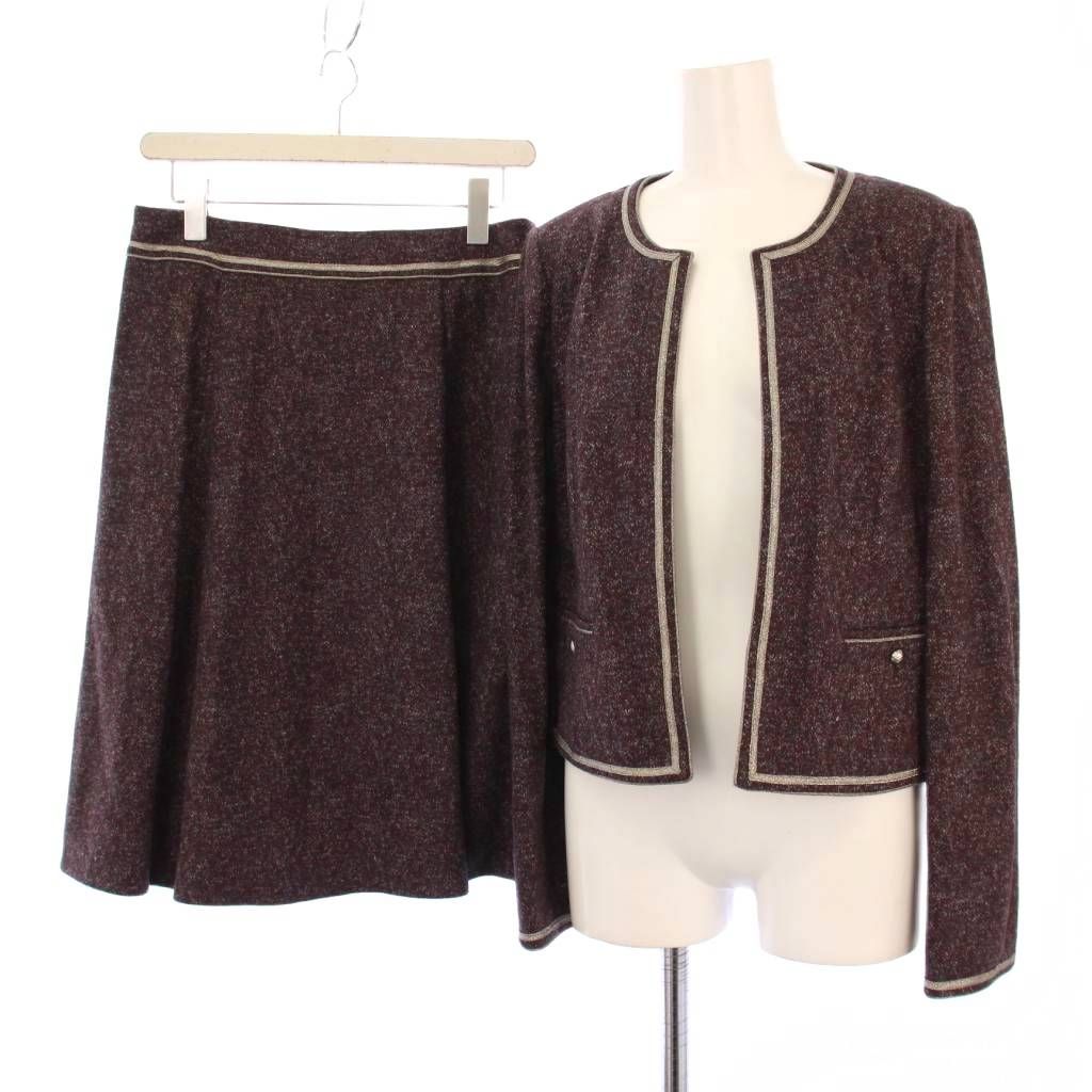 レリアン Leilian NEMIKA セットアップ ノー ジャケット スカート ひざ丈 11 ボルドー TK
