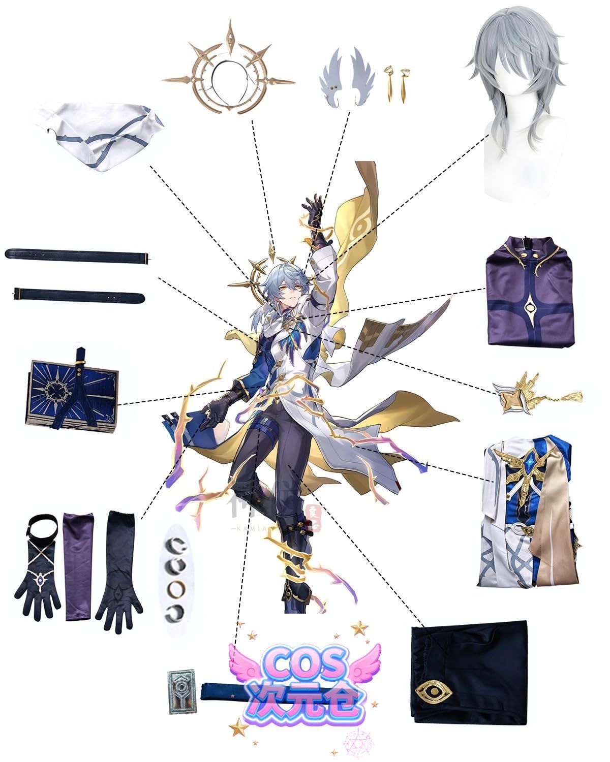 100%品質保証！  サンデー ウィッグ付き 神併 崩壊スターレイル コスプレ ウィッグ付き ホタル 開拓者 ロビン 花火 ブラックスワン ゲーム コスプレ衣装 イベント 大人用 仮