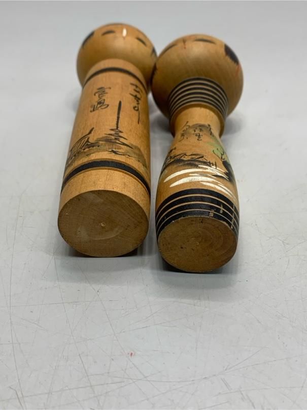 こけし 2体 こけし 2体セット 夫婦 ペア 風景画 民芸品 工芸品 昭和レトロ