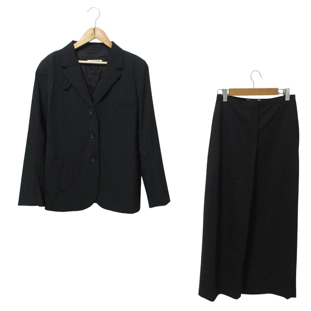 JIL SANDER ジルサンダー ジャケット ロングスカート スーツ セットアップ 36 ブラック レディース 古着