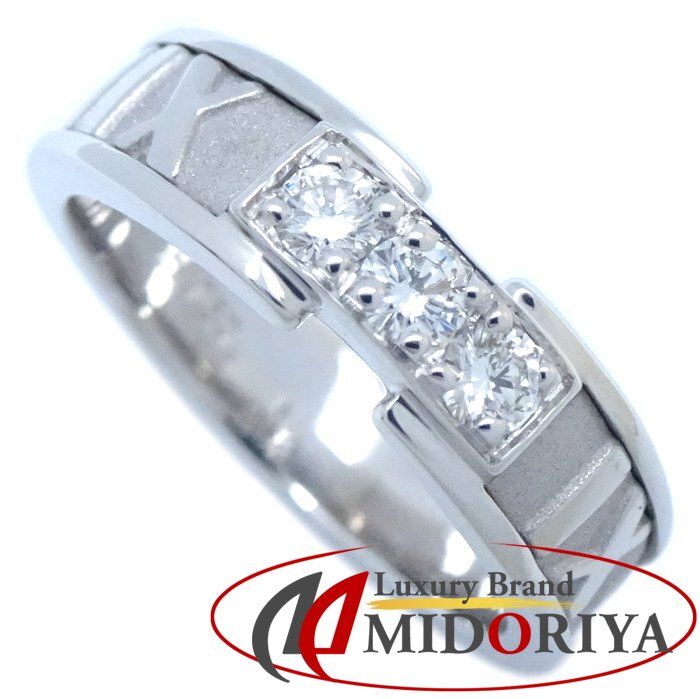 ティファニー K18WG アトラス 3P ダイヤリング 10号 廃盤 美品