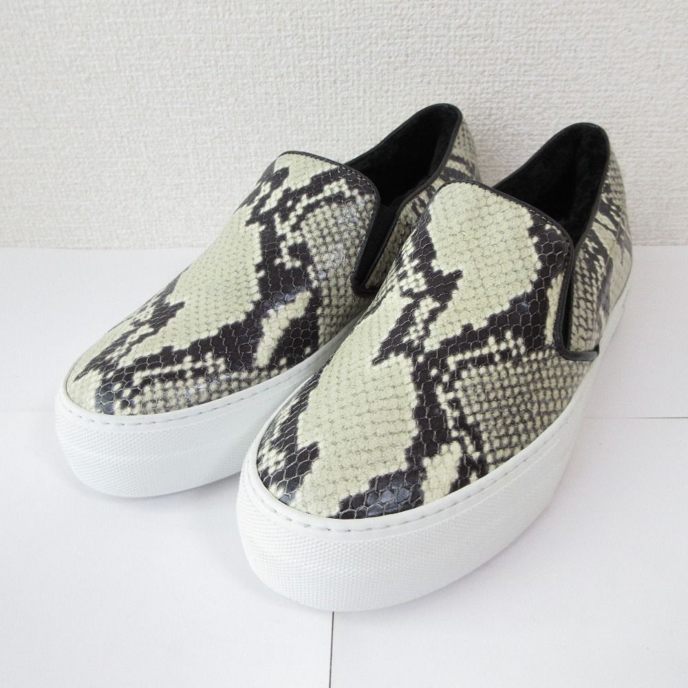 ♥ PELLICO SUNNY ペリーコサニー ドゥーズィエムクラス別注 パイソン型押し ボア スリッポン スニーカー サイズ37 ベージュ レディース 古着