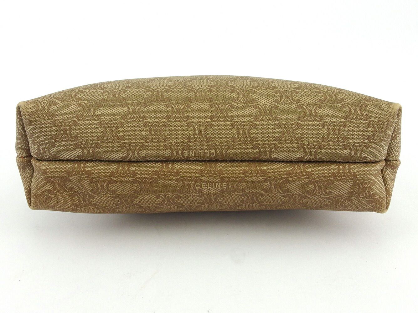 セリーヌ CELINE ポーチ マカダム ベージュ ブラウン レディース 中古