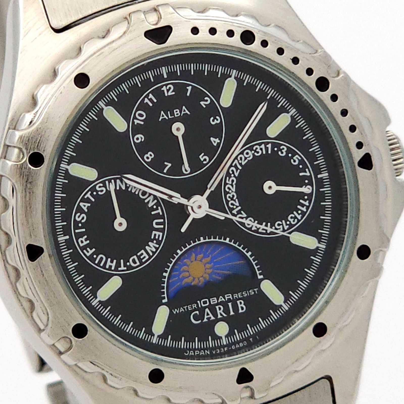 希少1円~ SEIKO ALBA CARIB セイコー アルバ カリブ など 腕時計 まとめ売り 10点 説明欄にて型番記載 60サイズ （83） Seiko Alba CARIB Y189-7A10 Panda Dial Chronograph Quartz